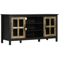 HOMCOM TV Stand for TVs up to 55 Inches, TV Cabinet with Adjustable Shelves and Cable Holes, TV Bench for Living Room, Black(m-2)