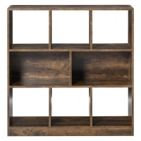 HOMCOM Storage Shelf 3-Tier Bookcase Display Rack Home Organizer for Home Office, Living Room, Playroom, Rustic Brown(m-11)