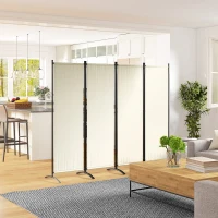 Outsunny Folding Room Divider, Privacy Screen for Home Office Bedroom, 5.6FT Tall, Cream White(m-8)