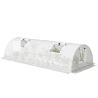 Outsunny Portable Mini Greenhouse, Tunnel Growing Tent with 5 Mesh Windows and Steel Frame,7' x 3' x 2', White(m-2)