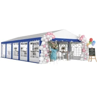 Outsunny 16.5' x 33' Large Party Tent, Heavy Duty Outdoor Canopy Tent with Removable Sidewalls, 10 Windows, Blue(m-11)