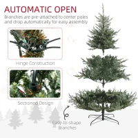 HOMCOM 6' Artificial Wide Christmas Tree Holiday Décor, with Easy-to-Shape Branches, Auto Open, Steel Base, Green(m-7)