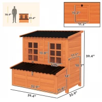 PawHut Wooden Chicken Coop with Nesting Box, Pull-Out Tray, Waterproof Roof, 39" Chicken House for 2-4 Chickens, Rabbits(m-3)