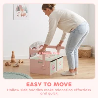 Qaba Kids Toy Box Chest, 3-in-1 Convertible Storage Chest with 2 Non-Woven Drawers for Bedroom, Kids Room for Ages 3-6, Pink(m-7)