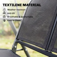 Outsunny 3-Seater Swing Chair Covered Garden Hammock A-Frame Outdoor Porch Glider Sling Seat with Adjustable Canopy Cover, Black(m-7)