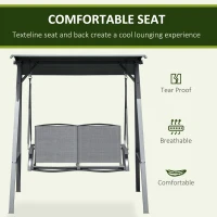 Outsunny 2-Seat Outdoor Porch Swing Patio Swing with Adjustable Canopy, Removable Seat and and Steel Frame for Garden, Poolside(m-5)