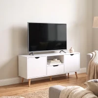 HOMCOM TV Stand with Storage for up to 50" TV, Modern TV Table with Open Shelf, Drawer and 2 Cabinets, White(m-1)