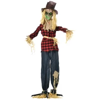 Outsunny 71" Life Size Halloween Skeleton Scarecrow, Animated Prop with Sound and Motion Activated, Light Up Eyes, Howling and Chain Sound(m-1)