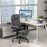 Vinsetto 7-Point Vibrating Massage Office Chair High Back Massaging Office Desk Chair with Lumbar Support, Footrest, Gray(m-10)