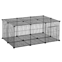 PawHut Pet Playpen Small Animal Cage 22 Panels Portable Metal Wire Yard Fence with Door for Rabbit Chinchilla Hedgehog Guinea Pig(m-1)