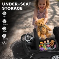 Qaba 3 in 1 Toddler Push Car Licensed Mercedes-Benz with Push Handle, Canopy, Guardrails, Horn, Music for 18-36 Months, Black(m-7)