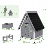 PawHut Chicken Coop for 2 Chickens, Outdoor Wooden Chicken House with Removable Nesting Box & Roosting Bar, Tray, Ramp(m-3)