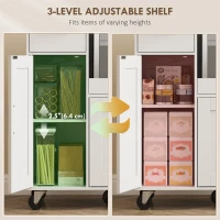 HOMCOM Microwave Cabinet Kitchen Cart Sliding Tray Adjustable Shelf Cable Hole 31.5" x 15.7" x 34.9" in White(m-5)