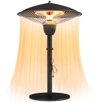 Outsunny 1500 W Electric Patio Heater with Tip-Over Protection, Outdoor Heater with Pull Switch, Black(m-9)