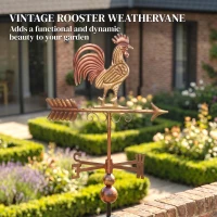 Outsunny Metal Rooster Weathervane, Roof Mount Wind Direction Indicator, Outdoor Weather Vanes(m-4)