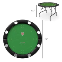 Soozier Poker Table Foldable 47" Round Casino Folding Game Table for 8 Players with Cup Holders, Green(m-3)