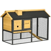 PawHut 47" Wooden Rabbit Hutch Outdoor with Run, Metal Frame, 2-Story Bunny Rabbit Cage with Removable Tray, Ramp, Bunny Hutch with Space-Saving Design for Rabbits, Chickens, Ducks(m-11)