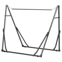 Outsunny Portable Hammock Stand, 3-in-1 Hanging Chair Stand Clothes Drying Rack, Patio, Garden, Yard, Black(m-2)