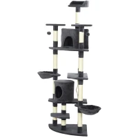 PawHut 79" Scratching Kitten Tree Condo Kitten Scratch Activity Center Toys Dark Grey(m-2)