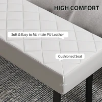 HOMCOM End of Bed Ottoman Bench, 39.4" Faux Leather Upholstered Entryway Bench with Metal Legs and Padded Seat, Gray(m-5)