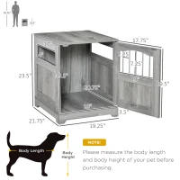 PawHut Furniture Style Dog Crate, Wooden End Table Pet Kennel with Lockable Door for Small Medium Dog Indoor Puppy Cage, Grey(m-3)