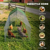 PawHut Metal Chicken Coop with Cover for Backyard Small Animals Duck Rabbit, 106" x 29.5" x 29.5", Green(m-8)