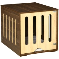 PawHut Furniture Style Dog Crate End Table with Removable Door Panel, Dog Crate Bed with Foam Cushion, Safety Lock, Indoor Use, for Small & Medium Dogs, Brown(m-1)