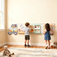 Qaba Wall Busy Board, 5 Activities Sensory Wall Toy for Playroom Nursery Classroom, for Kids 3+ Years(m-1)