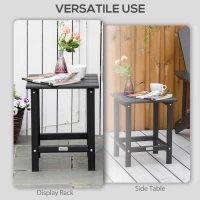 Outsunny Patio Side Table, 15" Square Outdoor End Table, HDPE Plastic Tea Table for Adirondack Chair, Backyard or Lawn, Black(m-5)