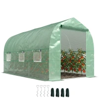 Outsunny 6.6' x 11' x 7' Portable Walk-In Tunnel Greenhouse, Garden Plant Growing Warm House, Outdoor Seed Flower Vegetable Growth Tent, Green(m-9)