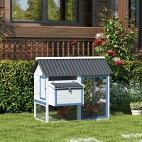 PawHut 55.5" Wooden Chicken Coop with Run Box, Nesting Box, Removable Tray, Ramp, Outdoor Backyard for 2-3 Chickens, White(m-10)