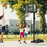 Soozier Portable Basketball Hoop System Stand Simple Lift Function from 8-10ft Adjustable for Youth Adults(m-1)