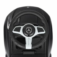 Qaba 3 in 1 Toddler Push Car Licensed Mercedes-Benz with Push Handle, Canopy, Guardrails, Horn, Music for 18-36 Months, Black(m-11)