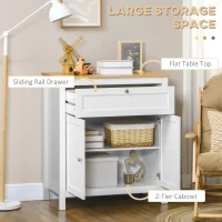 HOMCOM Sideboard Cabinet, Buffet Table with Drawer, Double Door Cupboard and Adjustable Shelf for Living Room, Entryway, White(m-4)
