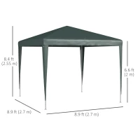 Outsunny 9' x 9' Portable Canopy Party Tent Gazebo Outdoor Sunshade for Weddings Parties with Dressed Legs, Dark Green(m-3)