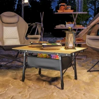 Outsunny 3ft Aluminum Small Folding Table, Portable Camping Table with Storage Bag, Carry Bag for Outdoor Picnic BBQ, Brown(m-10)