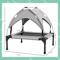 PawHut Elevated Dog Bed with Canopy, Raised Outdoor Pet Bed for Camping with Washable Breathable Mesh, 30" x 24" x 27"(m-4)