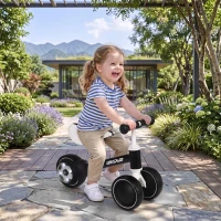 Qaba Balance Bike, Baby Bike with 135° Steering Limit & Lighting Rear Wheels for Toddlers 12-24 Months, Black(m-8)