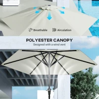 Outsunny Patio Sun Umbrella, Outdoor Parasol with 6 Ribs, Cream White(m-6)