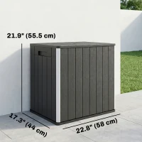 Outsunny 30 Gallon Storage Box, Outdoor Side Table with Umbrella Holder, Black(m-3)