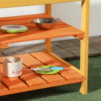 Outsunny Mud Kitchen for Kids Outdoor Kitchen Playset w/ Realistic Kitchen Toys, Faucet Sink Storage Shelves for Ages 3-8 Years(m-9)