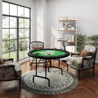 Soozier Poker Table Foldable 47" Round Casino Folding Game Table for 8 Players with Cup Holders, Green(m-10)