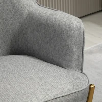 HOMCOM Fabric Armchair, Modern Accent Chair with Metal Legs for Living Room, Bedroom, Home Office, Grey(m-7)