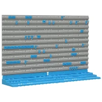 DURHAND 54 Piece Pegboard and Shelf Tool Organizer Wall Mounted DIY Garage Storage with 50 Hooks Blue(m-2)