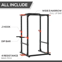 Soozier Power Tower Pull Up Bar Squat Rack Power Cage At Home Workout Equipment,Upper Body Strength Training Equipment(m-7)