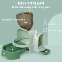 PawHut Cat Litter Box Easy to Clean Open with Scoop, Green(m-5)