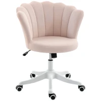 HOMCOM Office Chair, Armless Swivel Desk Chair with Adjustable Height, Backrest, Tilt Function for Office, Vanity, Pink(m-2)