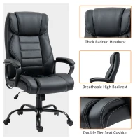Vinsetto Massage Office Chair, High Back Executive Office Chair with 6-Point Vibration, Timer, Adjustable Height, Swivel Seat and Rocking Function, Black(m-6)