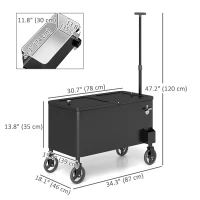 Outsunny 80-Qt Outdoor Patio Cooler Cart, Rolling Ice Chest with Adjustable Handle, Wheels, Bottle Opener, Drainage, Outdoor Beverage Cooler Bar Cart for Party BBQ Camping, Black(m-3)