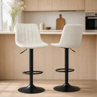 HOMCOM Counter Height Bar Stools Set of 2, Adjustable Height Bar Chairs with Swivel Seat, Leathaire Upholstery(m-1)